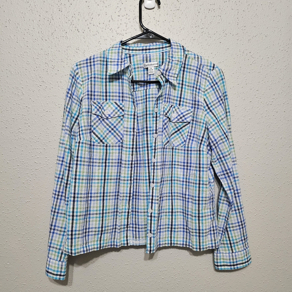 Croft‎ & Barrow Button Front Adjustable Sleeve Shirt Size Petite Small